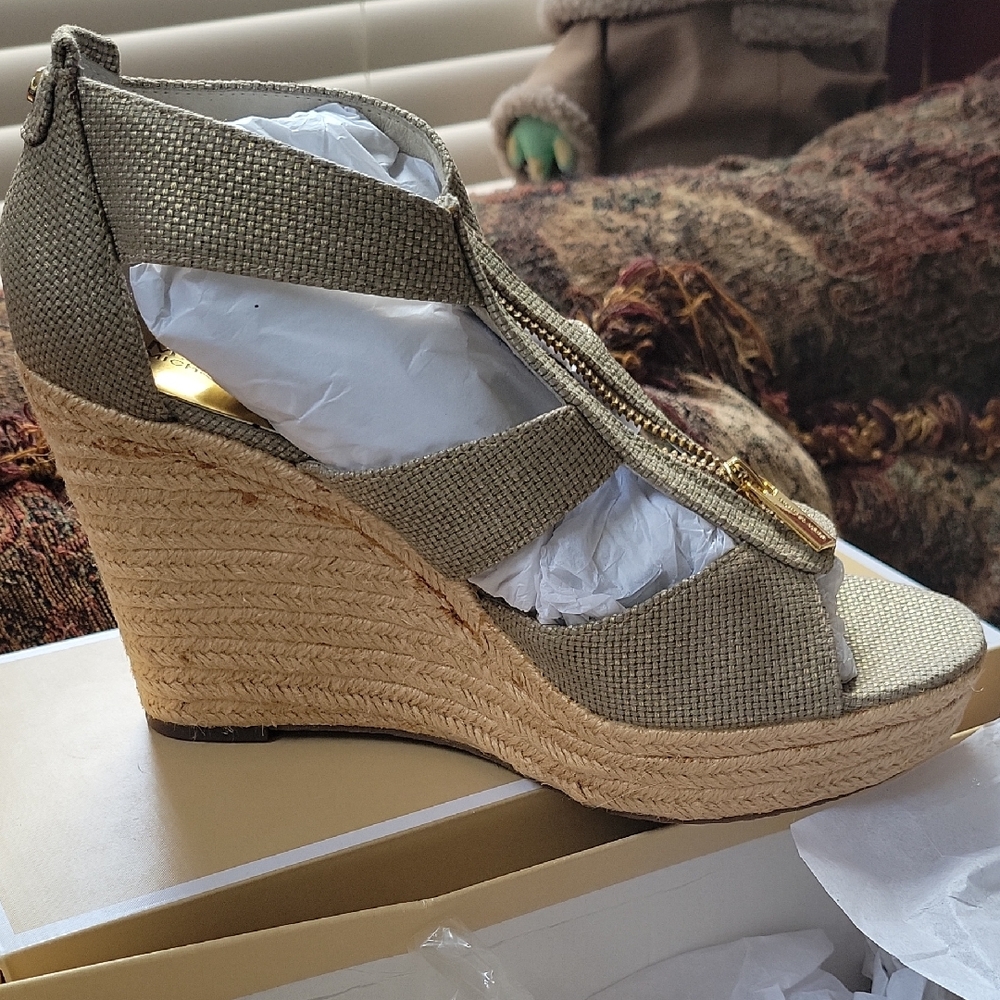 Michael Kors Khaki Wedge Sandals